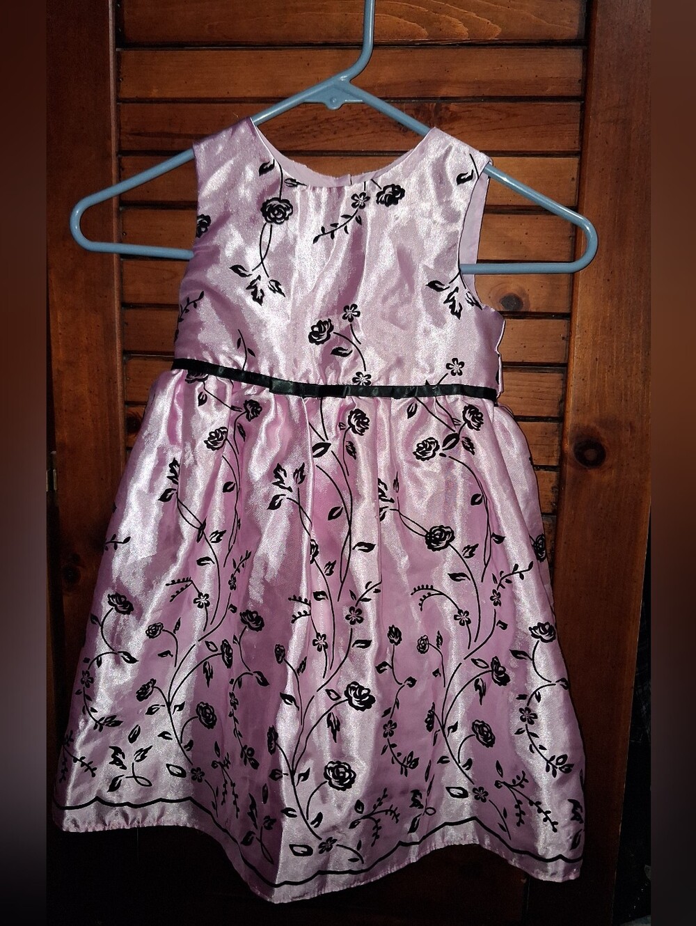 Little Girls Pink And Black Sleeveless Dress